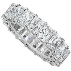Impeccable 6.56 Carat Radiant Cut Diamond Platinum Eternity Band Ring 9