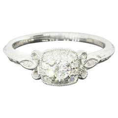 Round Diamond Fleur-De-Lis Halo Engagement Ring