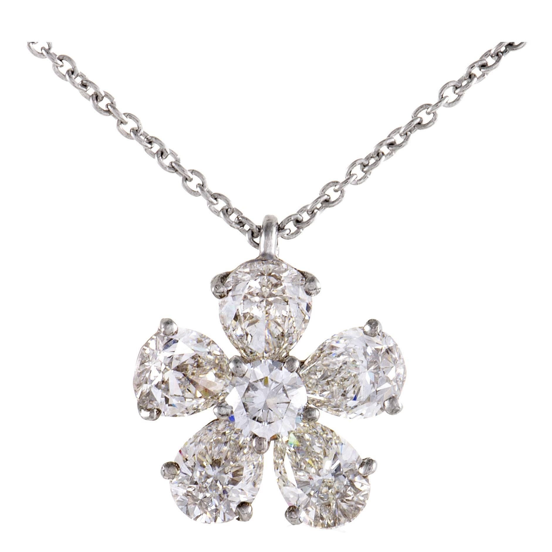 Graff Diamonds Diamond Flower Platinum Pendant Necklace