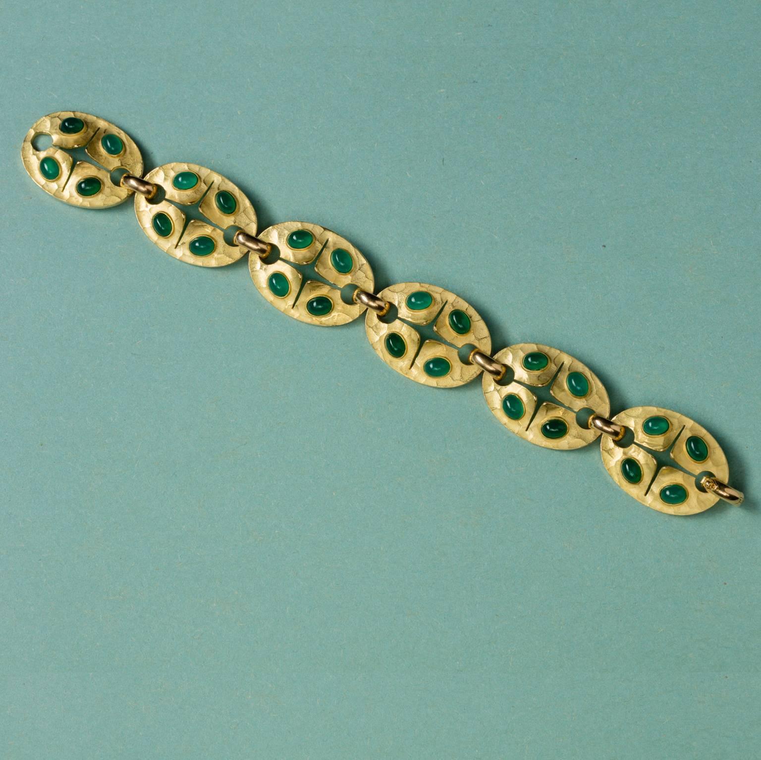 1970s Georges Lenfant France Chrysoprase Gold Bracelet 3
