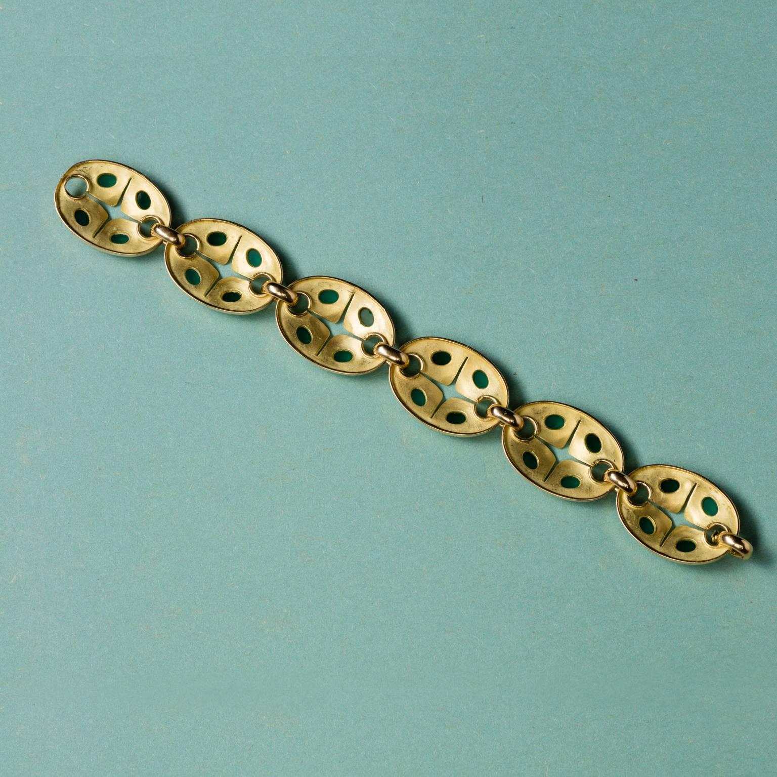 1970s Georges Lenfant France Chrysoprase Gold Bracelet 2