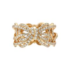 Vanleles White Diamond 18 Karat Rose Gold Bow Twisted Ring