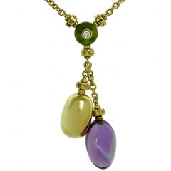 BULGARI Sassi Amethyst Peridot Diamond Yellow Gold Necklace