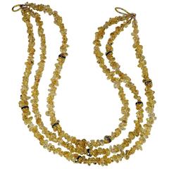 Three strands of Citrine Chips with Crystal Rondels Necklace 9