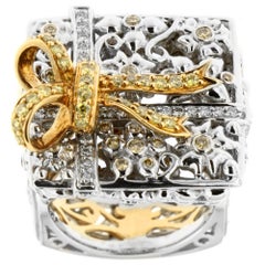 Dazzling Yellow and White Diamond Gold Palladium Ring 8
