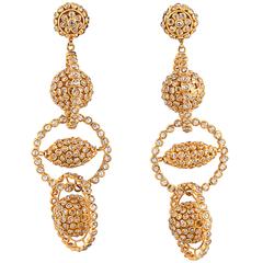 Gold Diamond Mobile Earrings