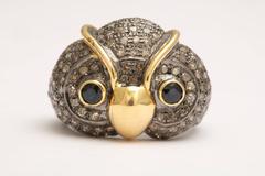 Diamond Silver Owl Ring