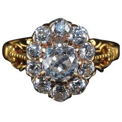 Antique Victorian Diamond Ring 2 Carat Diamond Cluster Ring, circa 1880 5