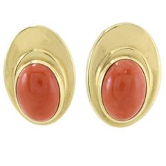 Coral Gold Clip-On Earrings