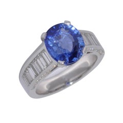 Sapphir Ceylon Baguette Diamonds Craftsman Ring
