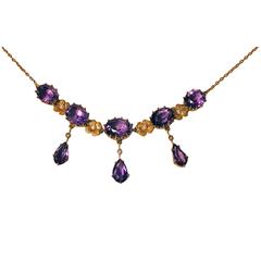 Antique Amethyst Gold Pearl Necklace, American, circa 1910 8