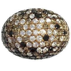 8.87 Carat of Multi-Color Pave Diamonds Rose Gold Dome Ring