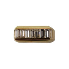 Contemporary  Yellow Gold Gents Baguette Diamond Band Ring
