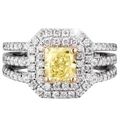 GIA Certified 2.47 Carat Fancy Light Yellow VVS2 VG/VG Diamond Three Band Ring GIA Certified 2.47 Carat Fancy Light Yellow VVS2 VG/VG Diamond Three Band Ring