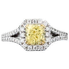 1.81 Carat Fancy Yellow VVS2 VG/VG Natural Diamond Halo Engagement Ring