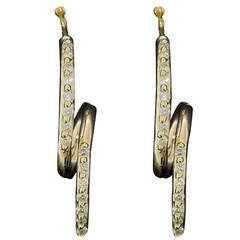 Diamond Yellow Gold Twist Loop Earrings 10