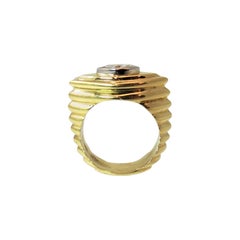 Contemporary 18 Karat Yellow Gold Bezel Set Marquise Diamond Ring