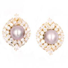 Harry Winston Tahitian Pearl and Diamond Earrings 2
