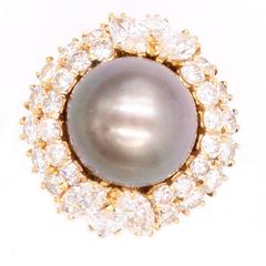 Harry Winston Tahitian Pearl and Diamond Ring 8