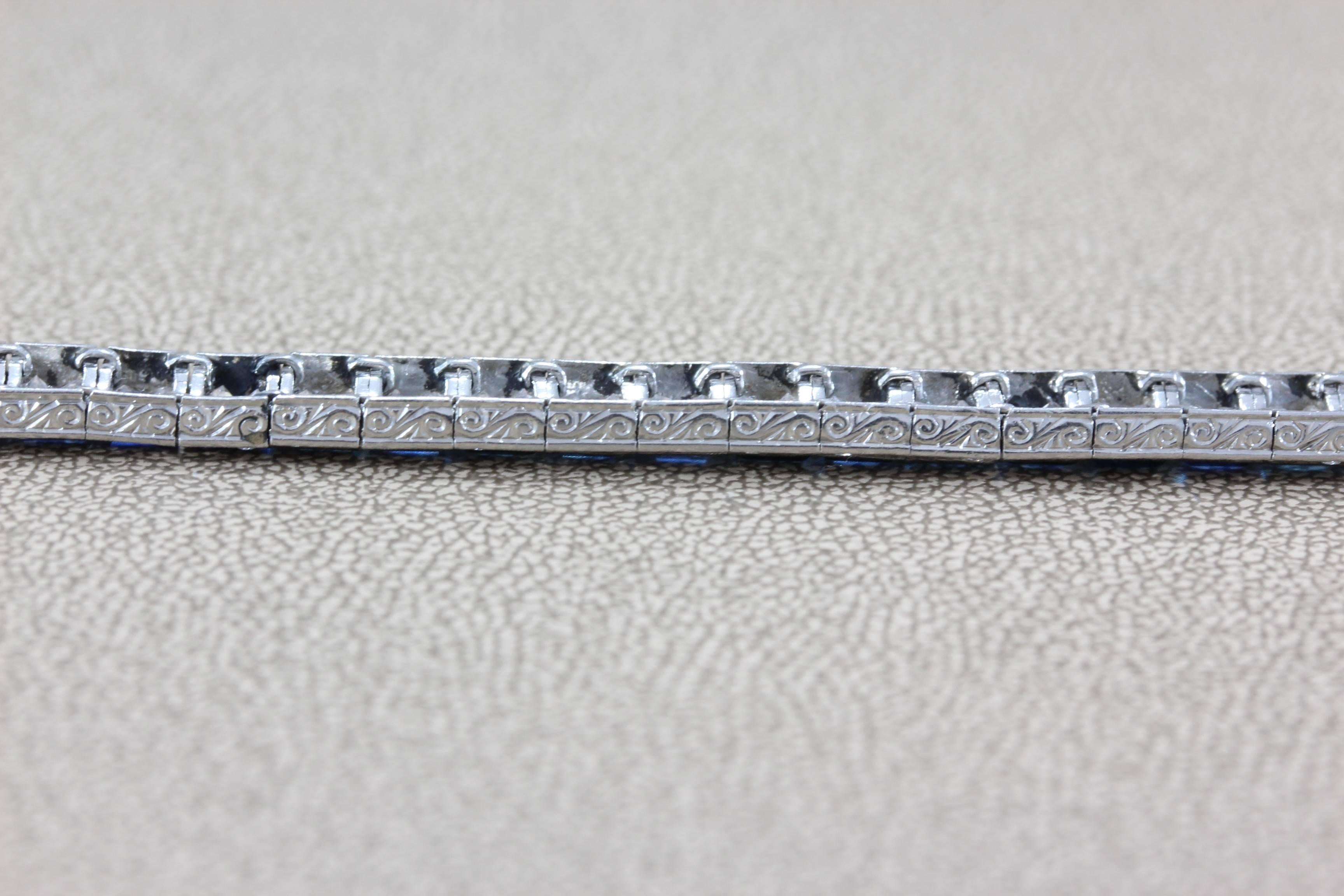 Art Deco Sapphire Diamond Platinum Bracelet 1