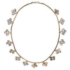 1900s Moonstone Quatrefoil Fringe Necklace