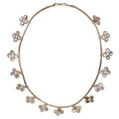 1900s Moonstone Quatrefoil Fringe Necklace 2