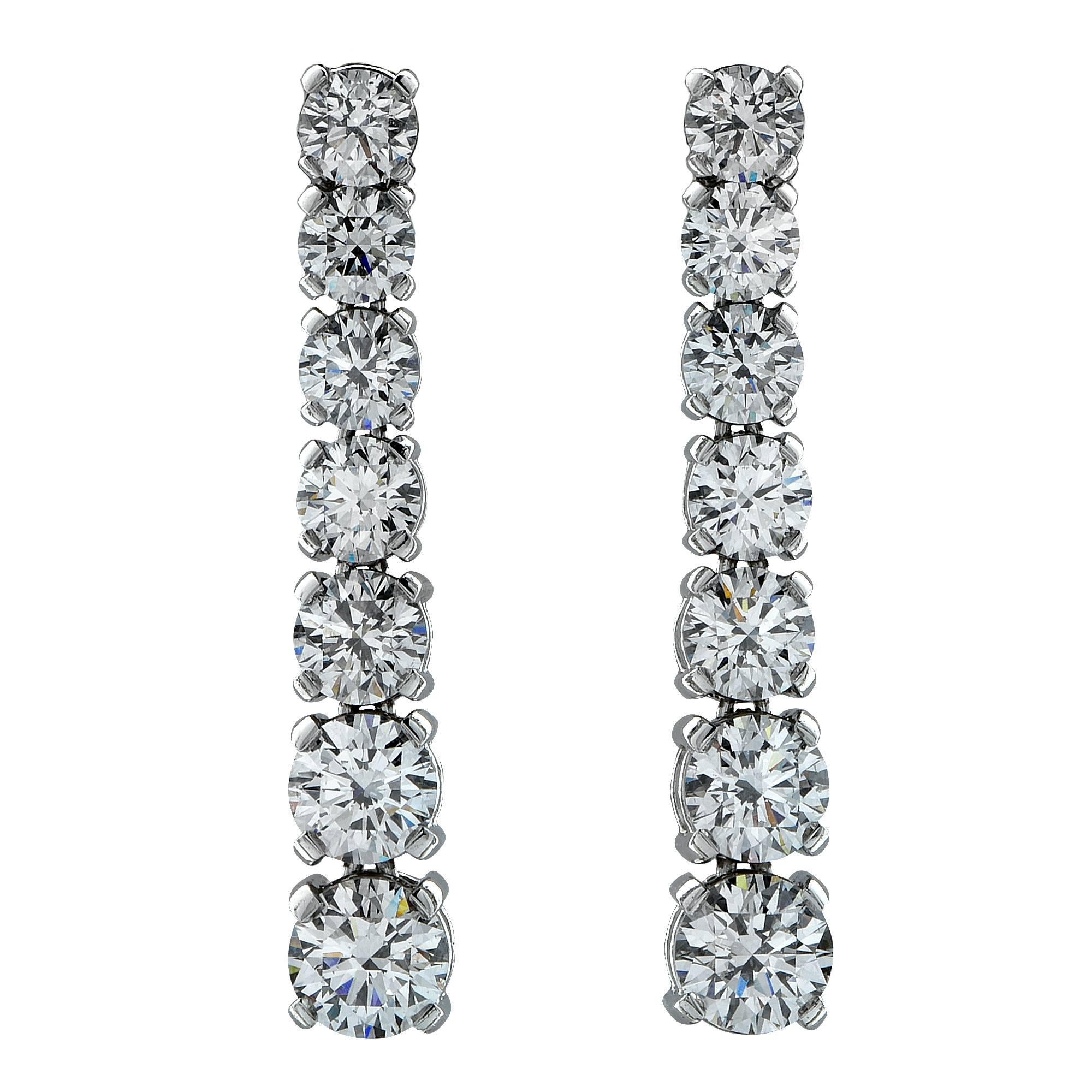 GIA Graded 5.91 Carat Diamond Platinum Dangle Earrings