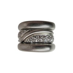 Retro Marlene Stowe Set of Three White Gold and Diamond Stacking Band Rings