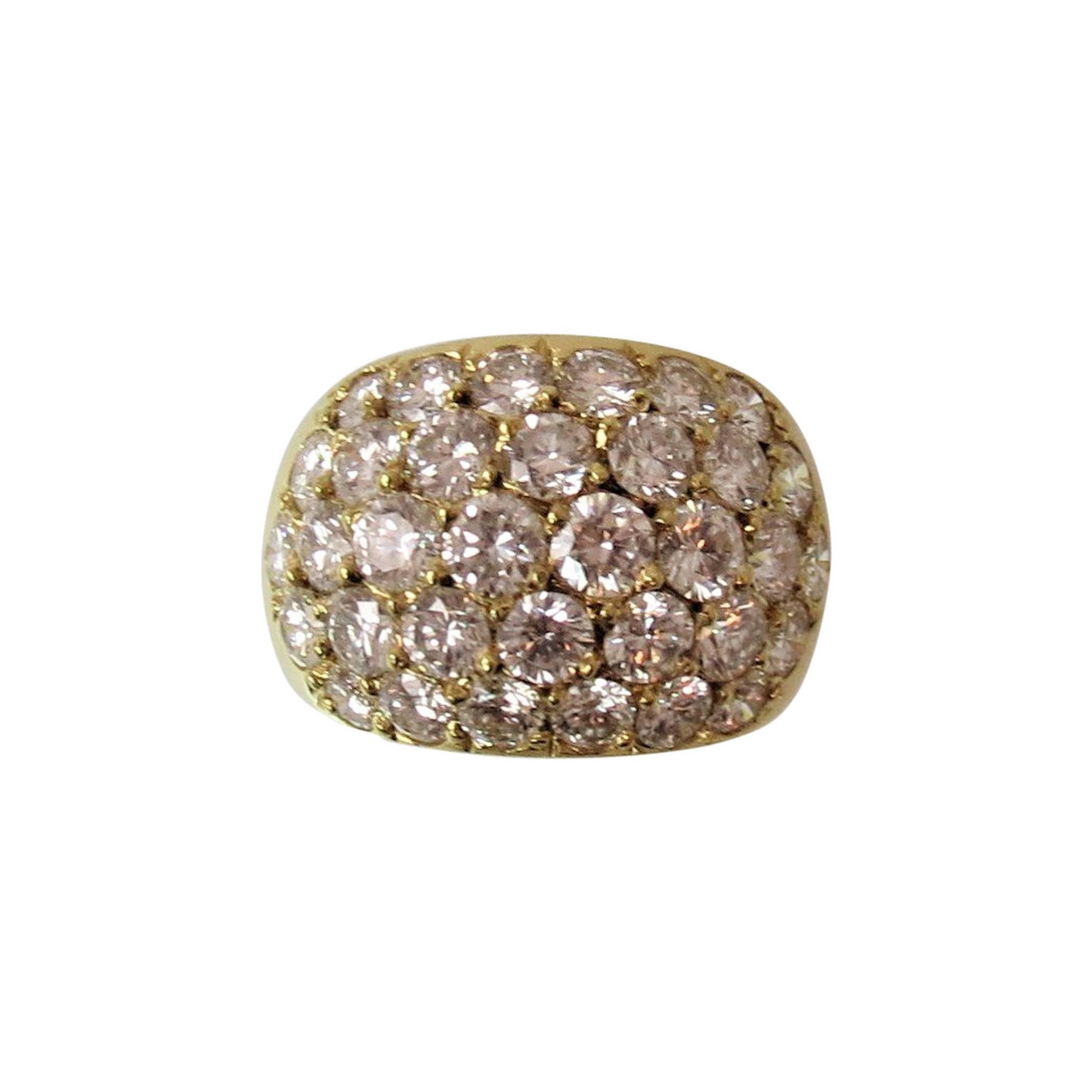 Yellow Gold and Diamond Prong Set Dome Ring