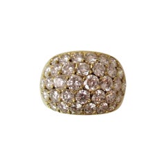 Yellow Gold and Diamond Prong Set Dome Ring