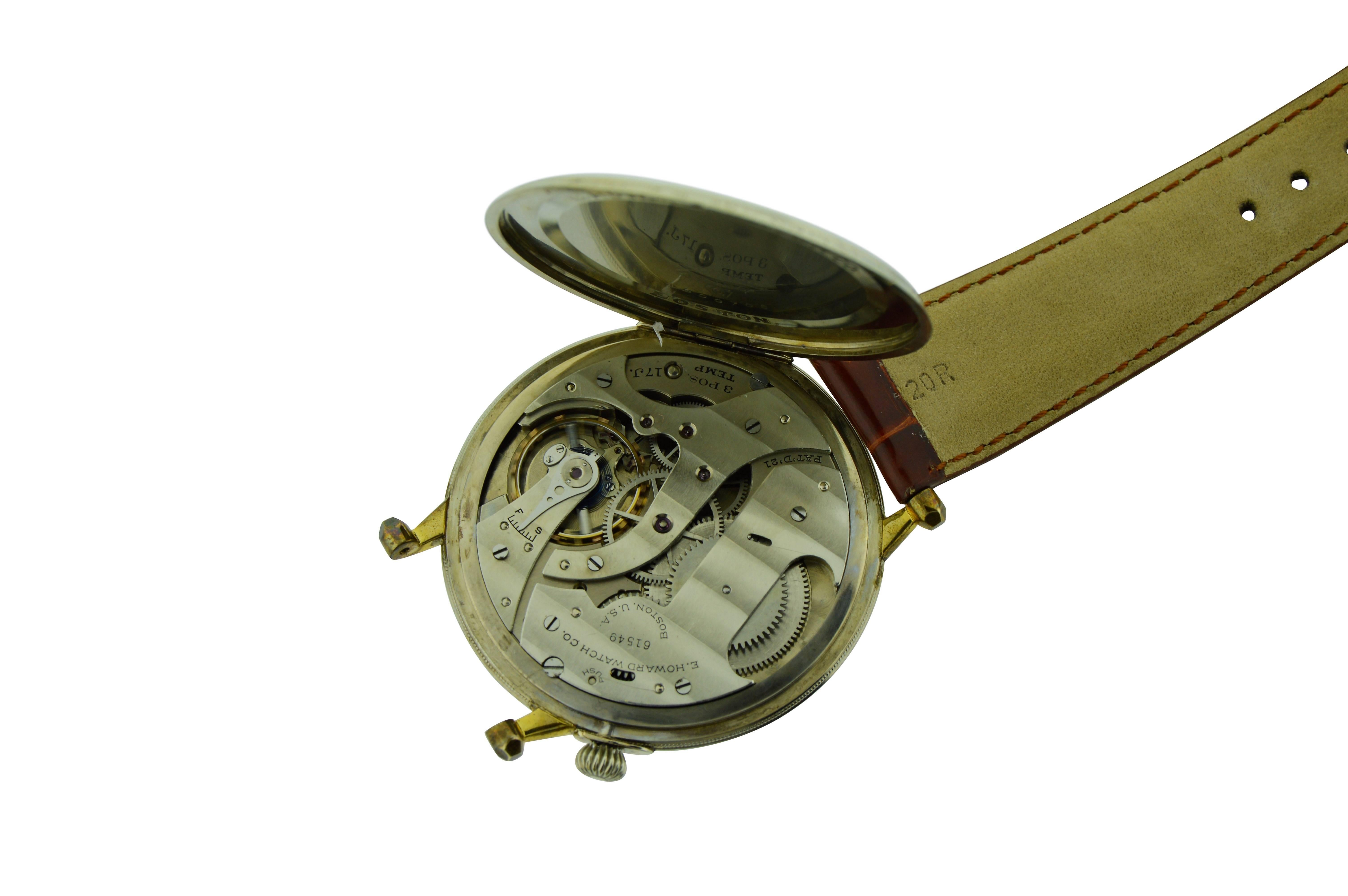 Women's or Men's Howard Watch Co. White Gold Filled Oversized Manual Wristwatch, circa 1920s