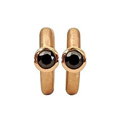 Black Diamond Rose Gold Petite Hoop Earrings 6