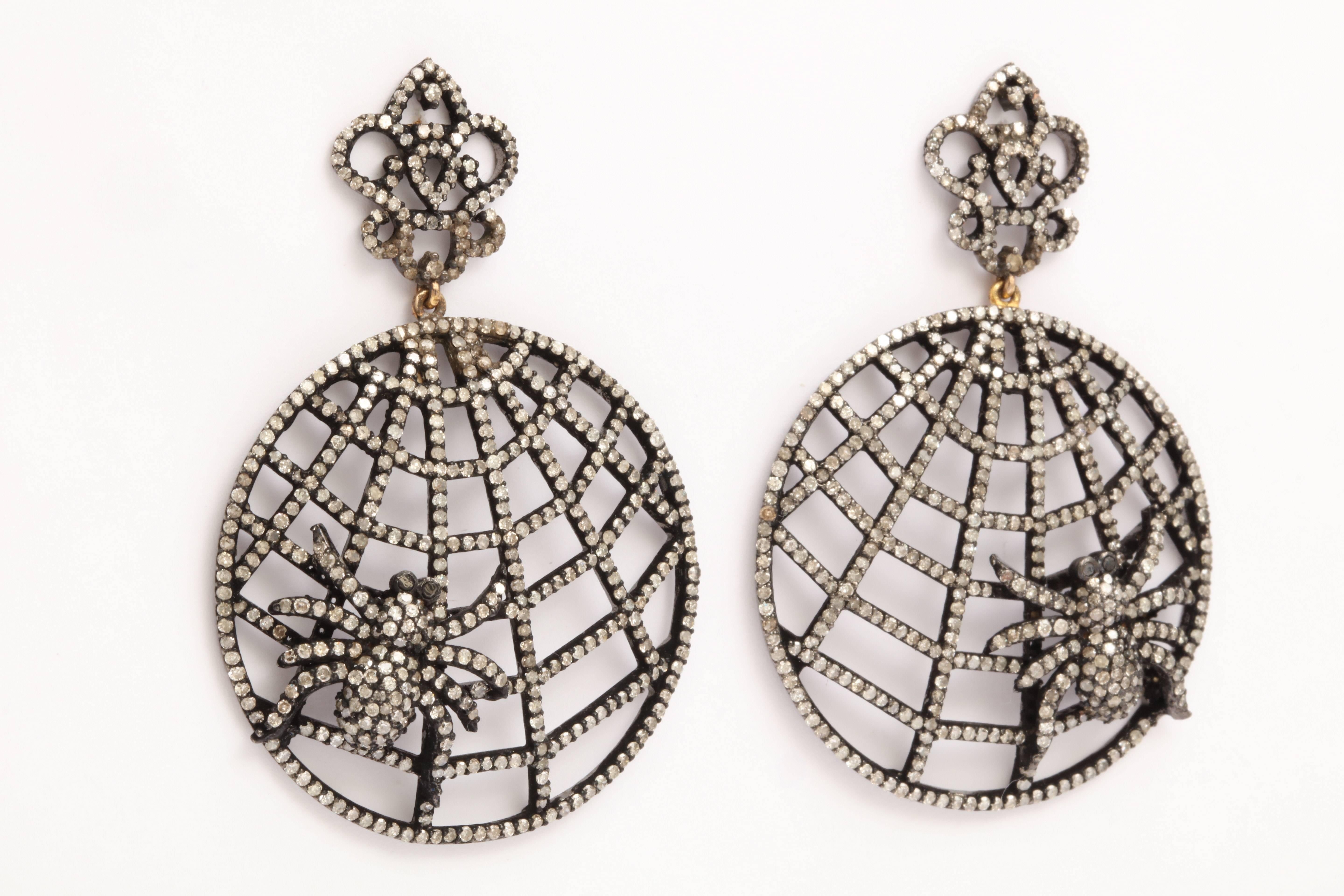 Diamond Spider Web Earrings For Sale 1