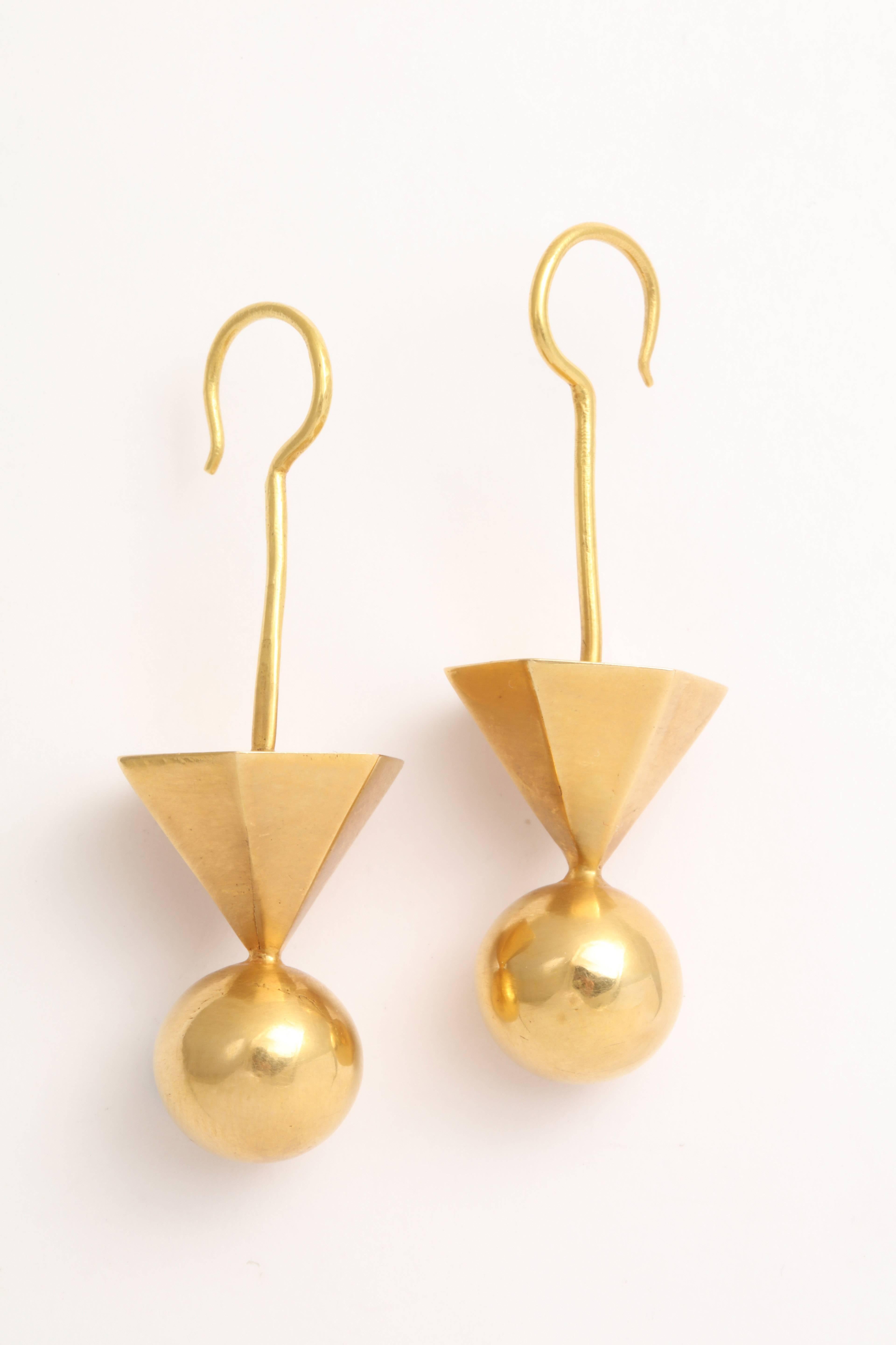 Contemporary Gold Tribal Geometric Earrings