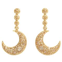 Diamond Gold Moon Earrings