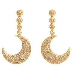 Diamond Gold Moon Earrings 8