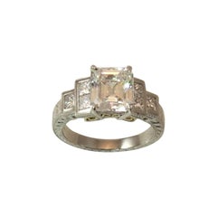 2.25 Carat GIA Certified Emerald Cut Diamond in Varna Platinum Setting 6
