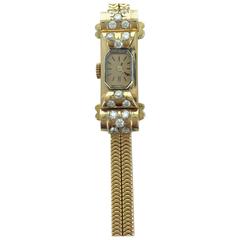 Ladies Yellow Gold Diamond Wristwatch, 1940s