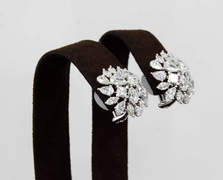 Pear Cut Multi Shape Diamond Cluster Button Earrings For Sale