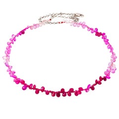 Shades of Pink Sapphires Collar Briolette de Oro Blanco