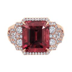 Frederic Sage 8.48 Carat Fine Rhodolite Garnet Diamond Rose Gold Ring