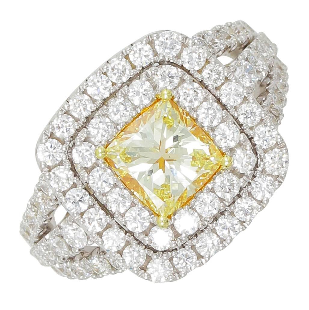 Frederic Sage 1.20 Carat Yellow Diamond Engagement Cocktail Ring  For Sale