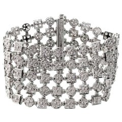 Diamond White Gold Wide Flexible Bracelet Attributed BULGARI LUCEA Collection 