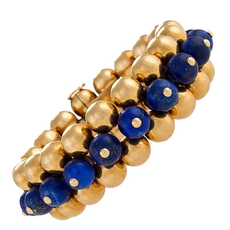 Marzo Paris Lapis Lazuli Bead Bracelet 