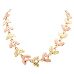 1950s Tiffany & Co. Pink and Yellow Gold Leaf Necklace