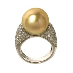 Cultured Pearl and White Gold Ring