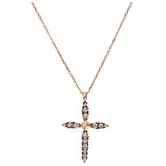 Suzanne Kalan Diamond Cross Necklace 0.45 Carat Champagne 18 Karat Gold