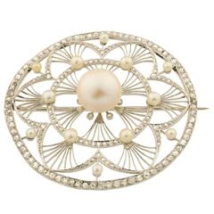 Belle Époque Pearls Diamonds Platinum Brooch 2