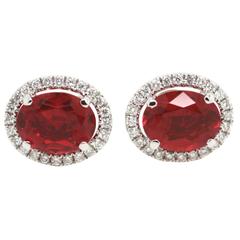 Fire Opal and Diamond Earrings
