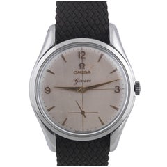 Vintage Omega Stainless Steel Geneve Silvered Dial Arab Numbers Wristwatch